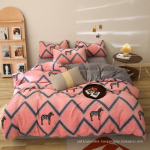 Cute cartoon printing velvet polyester home bedding sets